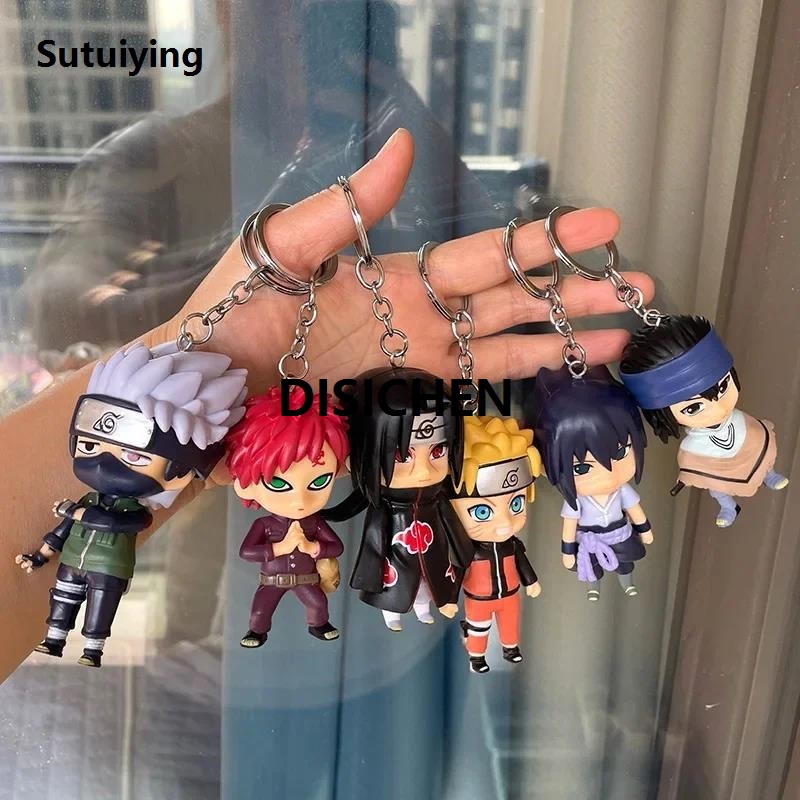 DISICHEN 10cm NARUTO Anime Figure Keychain Naruto Sasuke Kakashi Doll Bag Pendant Kawaii BORUTO Resin Toy Car Key Chain Decortaion Gifts Affordable