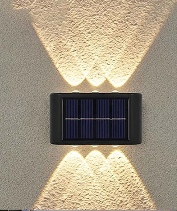 6 LED Solar Light Outdoor Lighting Garden Wall Lamp - 1pc