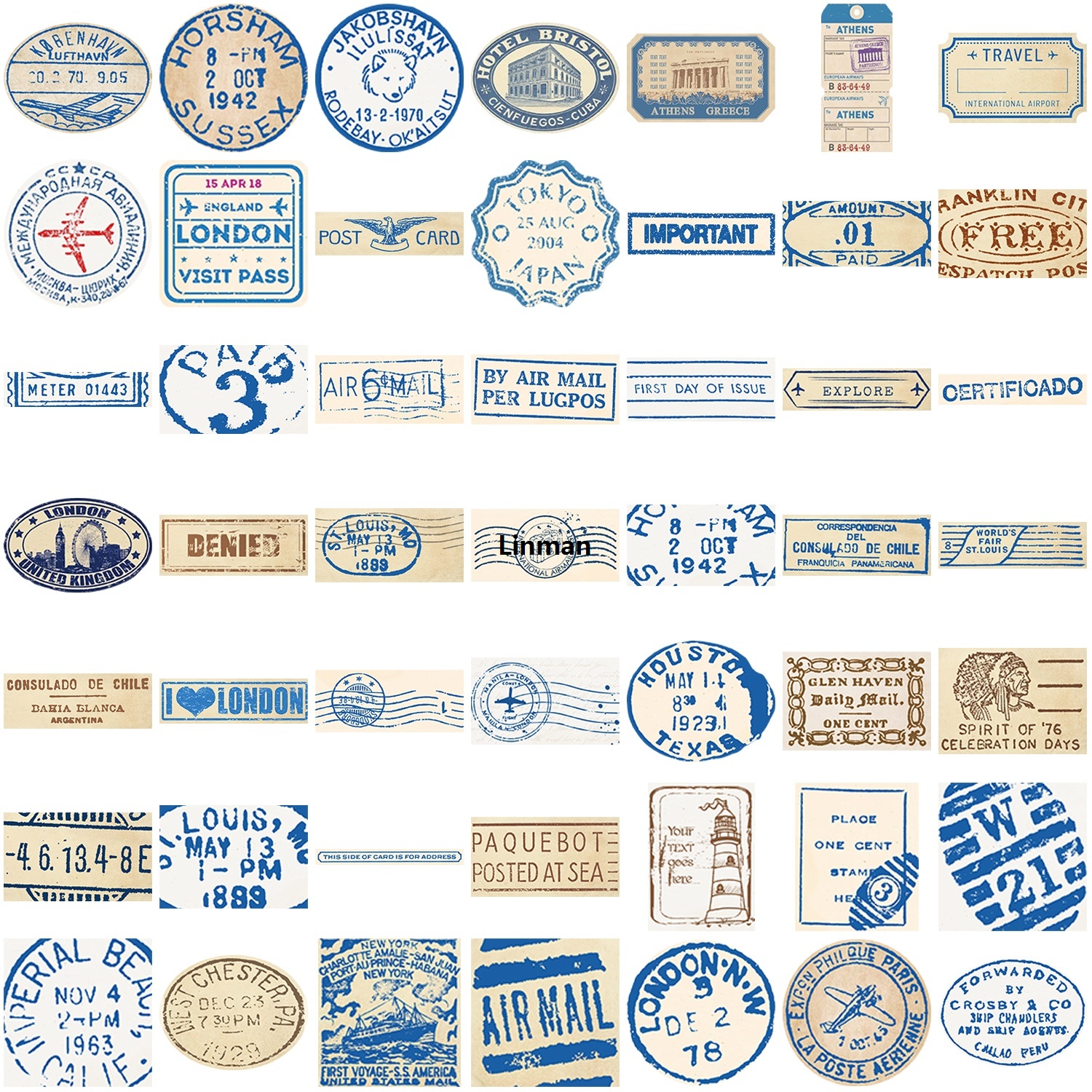 Linman 50/100/200PCS Travel Ticket Sticker Retro Style HandbooNew style k Material Phone Case Laptop Luggage Decorative Stickers