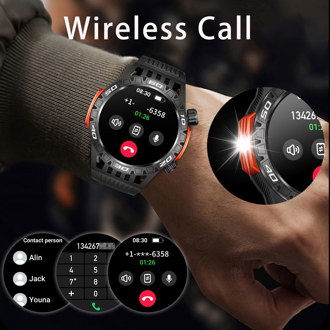 Linman SENBONO Outdoor Sport Smart Watch Men Bluetooth Call Flashlight New style Compass 450mAh Big Battery 1.46inch HD Screen Smartwatch for Men