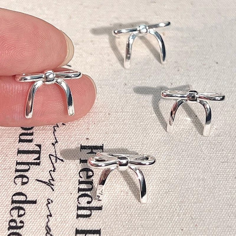 【Hottest Trends】Ins Simple Ribbon Bow Ear Bone Clip Ballet Style Earrings without Ear Holes Female Niche Design Advanced Sense Earrings