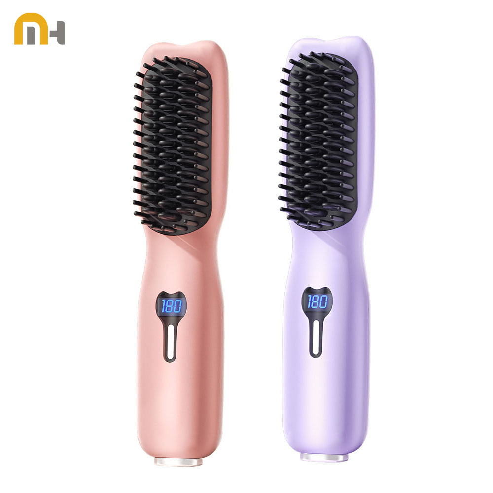 Hair Straightening Brush Negative Ion Electric Hot Heated Comb Multifunctional Straightener Ceramic Comb Quick Hair Styler