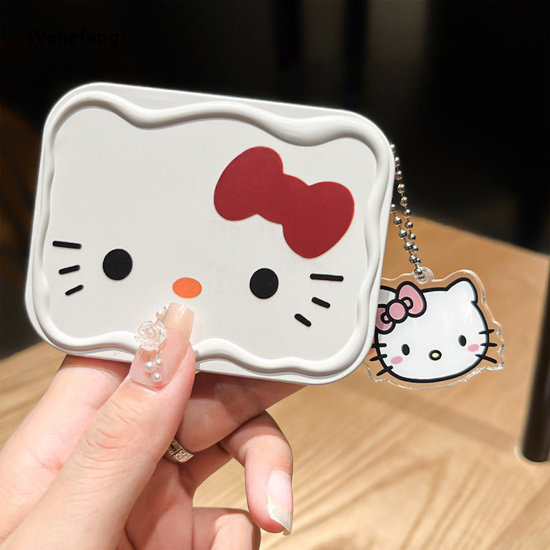 Wenefang Sanrio Hello Kitty Handheld folding makeup mirror Cartoon Cute 【2025 Version】 student small mirror Portable makeup mirror comb a piece