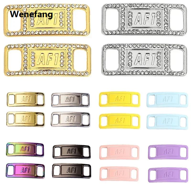 Wenefang 1Pair AF1 Diamond Shoe Charms Fashion Laces Buckle Quality Metal Profesional Shoelaces Decorations Chapa Air Force One Shoes Accessories