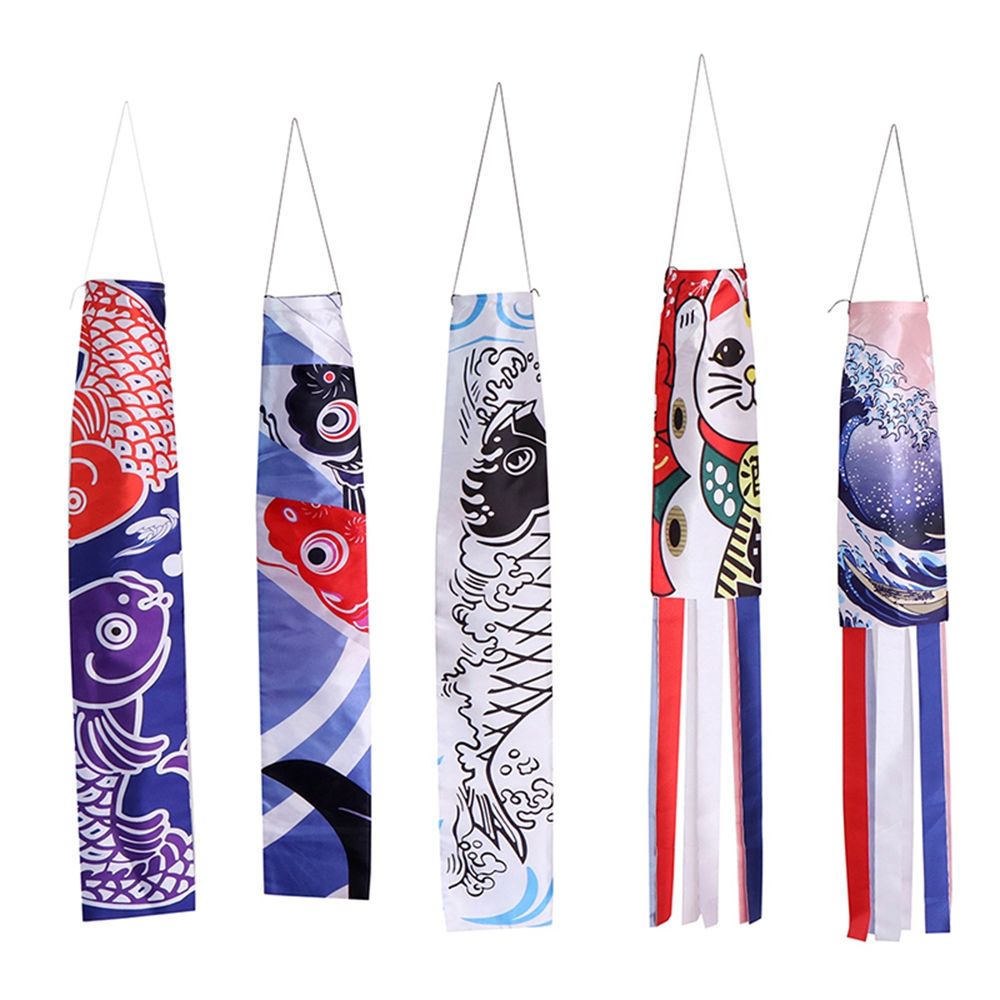 Colorful Cartoon Japanese Style Outdoor Fish Flag Yard Decor Windsock Wind Chimes Hanging Decorations Carp Flag