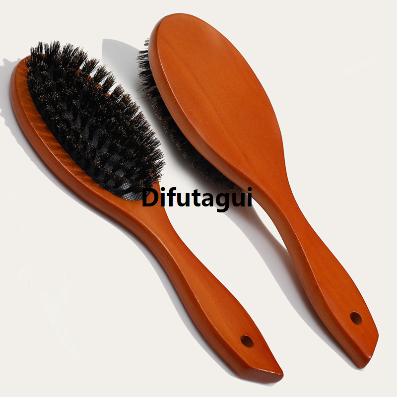 Difutagui Massage the bristles, wild boars, straighten the beard, wild boars, wooden handles, Bargain price new hairbrushes, bristle combs, styling, unknotting, brown lotus combs