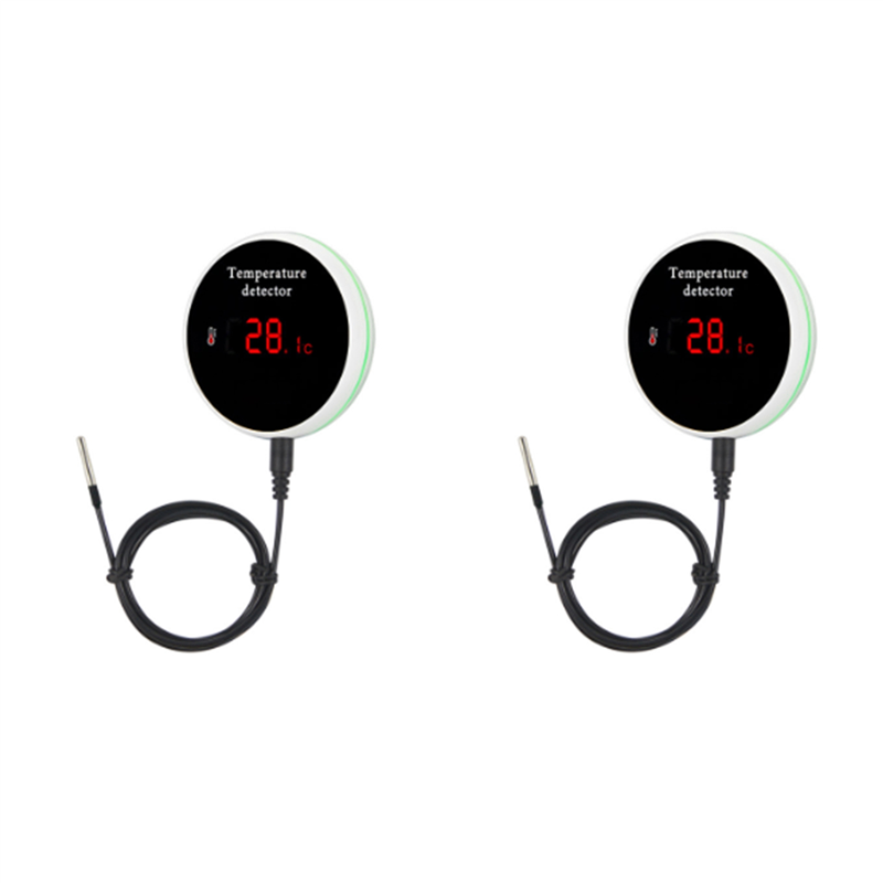2X Tuya Smart Home Wifi Temperature Sensor Wire Digital Thermometer Room Water Pool Thermostat Alarm EU Plug