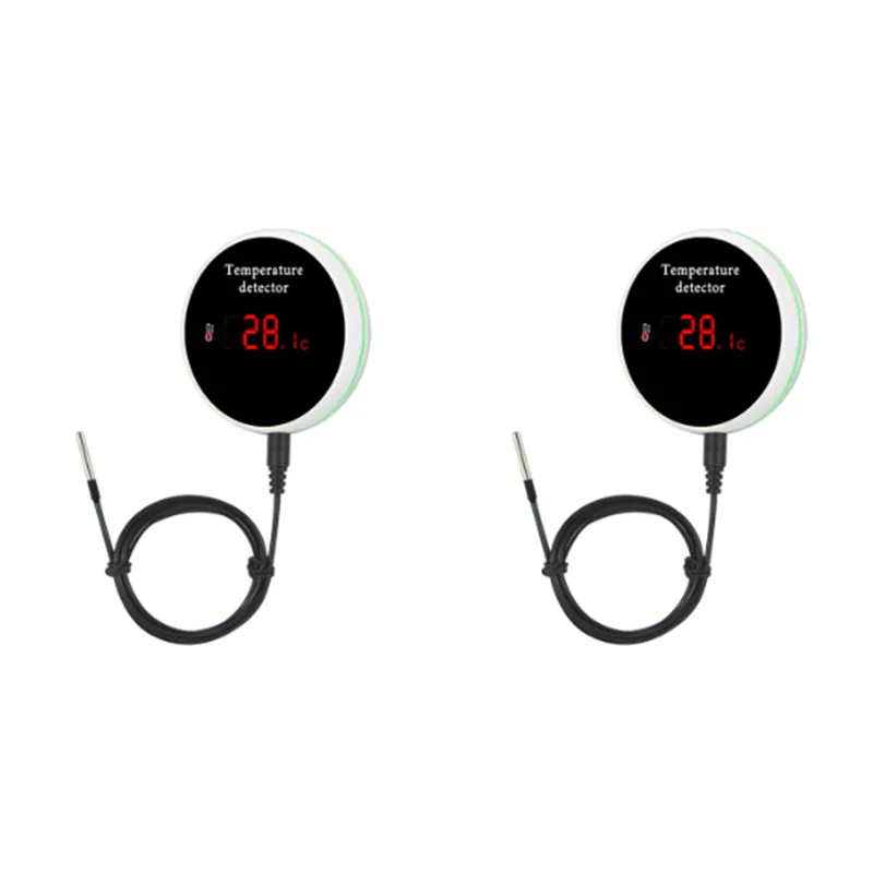 2X Tuya Smart Home Wifi Temperature Sensor Wire Digital Thermometer Room Water Pool Thermostat Alarm EU Plug