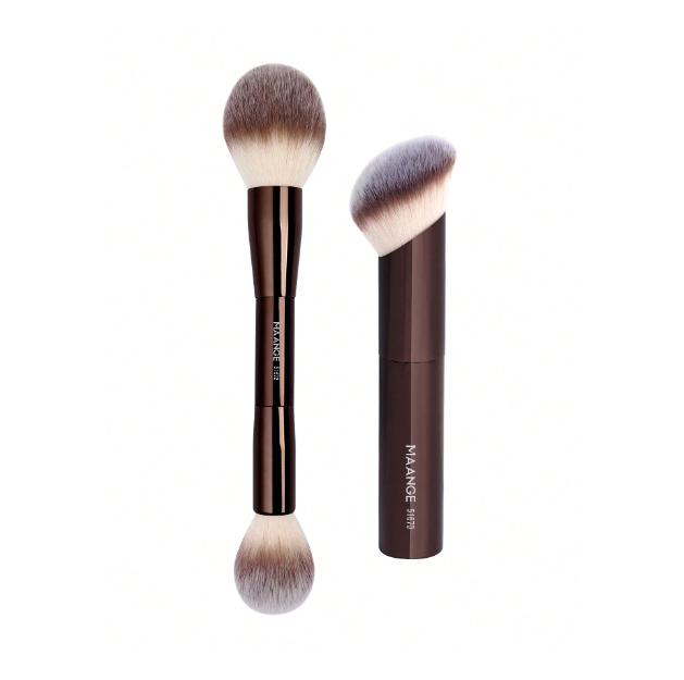 MAANGE 2pcs Professional Foundation Brush Set,Beveled Tubular Makeup Brush,Makeup Tools MAG51670K+MAG51672K