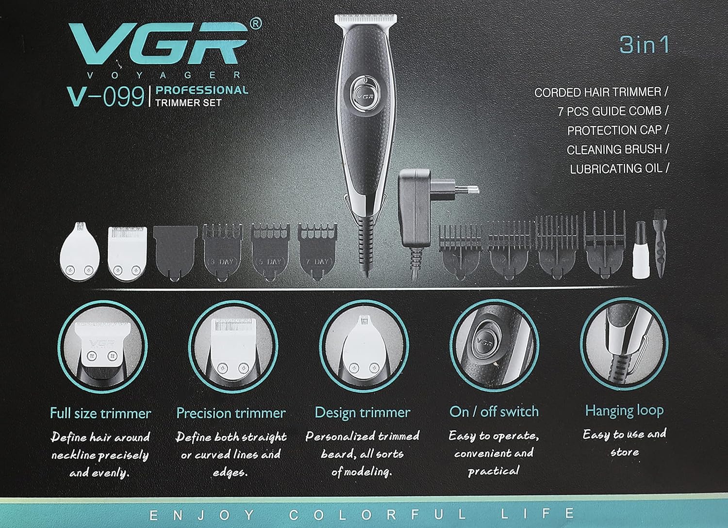 Professional Metal Zero Adjustable Cord Wired Hair Trimmer VGR Original V-099