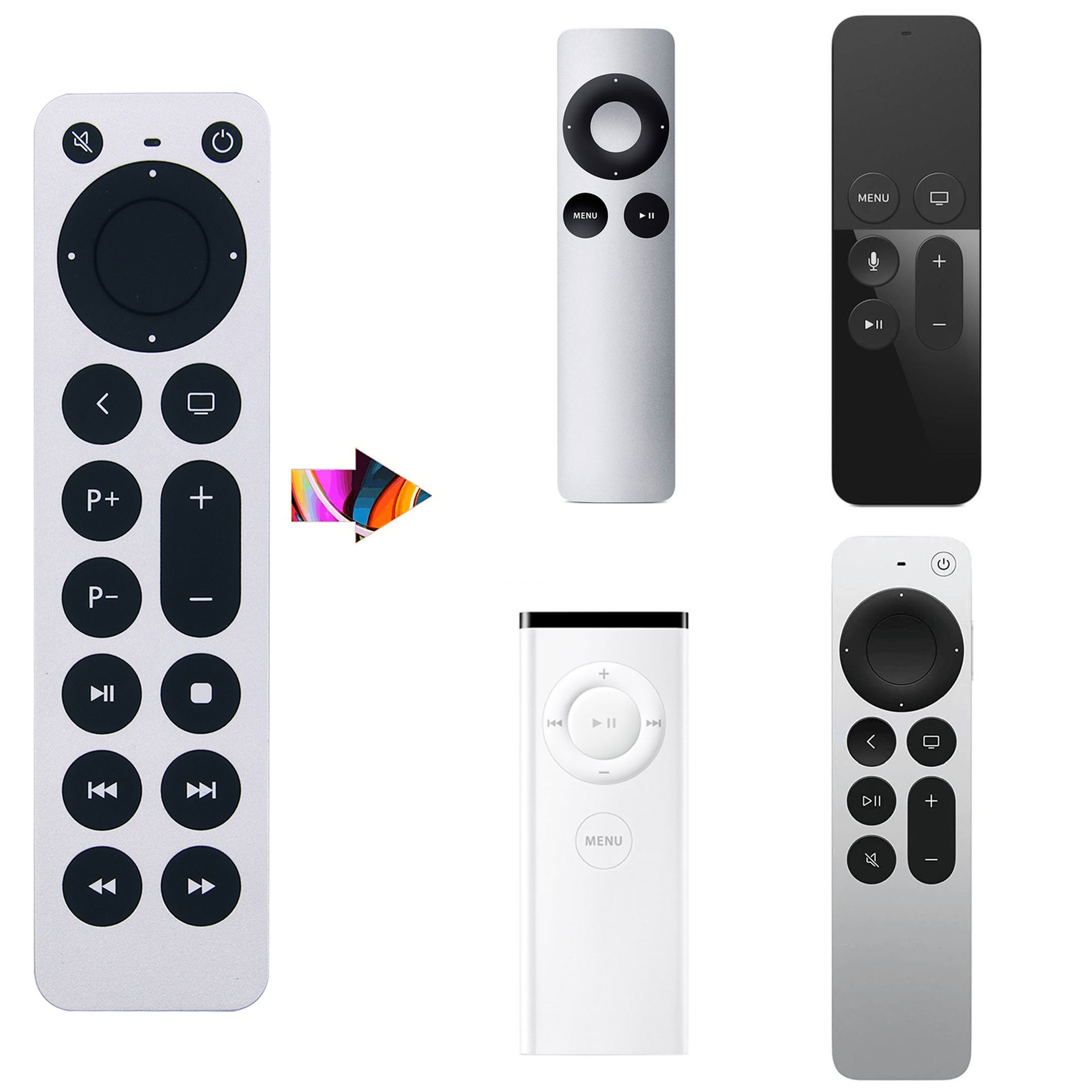 Luxury Replacement Apple TV Remote for Apple TV 4K/Gen 1 2 3 4/ HD A2843 A2737 A2169 A1842 A1625 A1427 A1469 A1378 A1218 (No Voice)