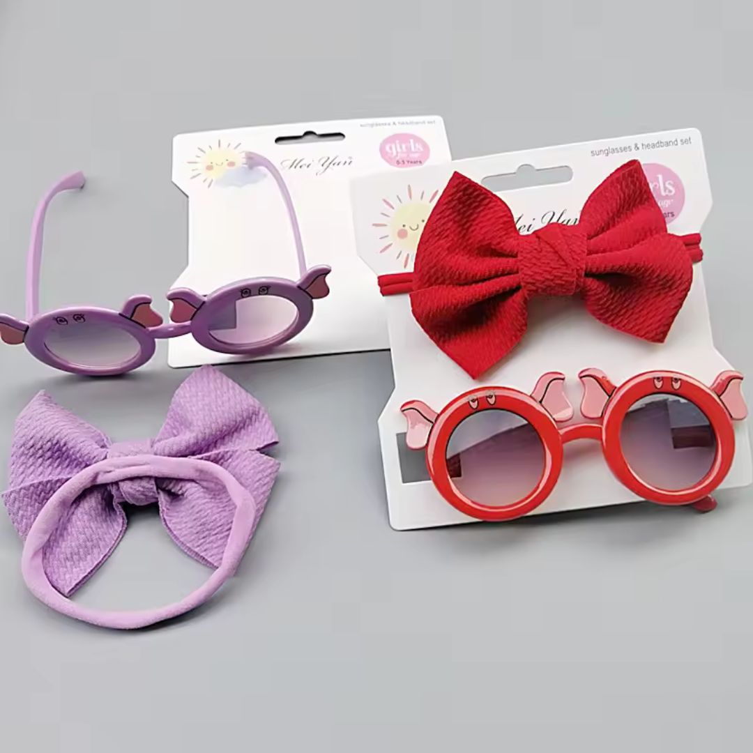 Cute & Chic - Baby Girl Sunglasses with Colorful Bow Headband