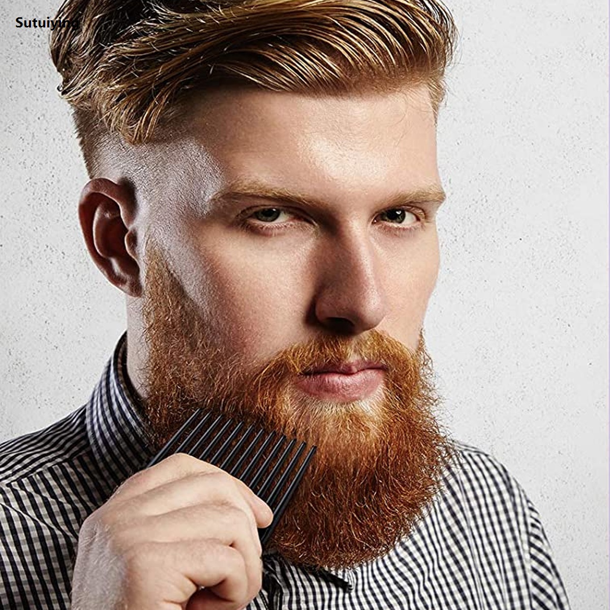 Sutuiying 1PC Professional Oil Head Curly Comb Men Tooth Combs Plastic Portable Fork Hair Brush Barber Salon Hairdressing Tool