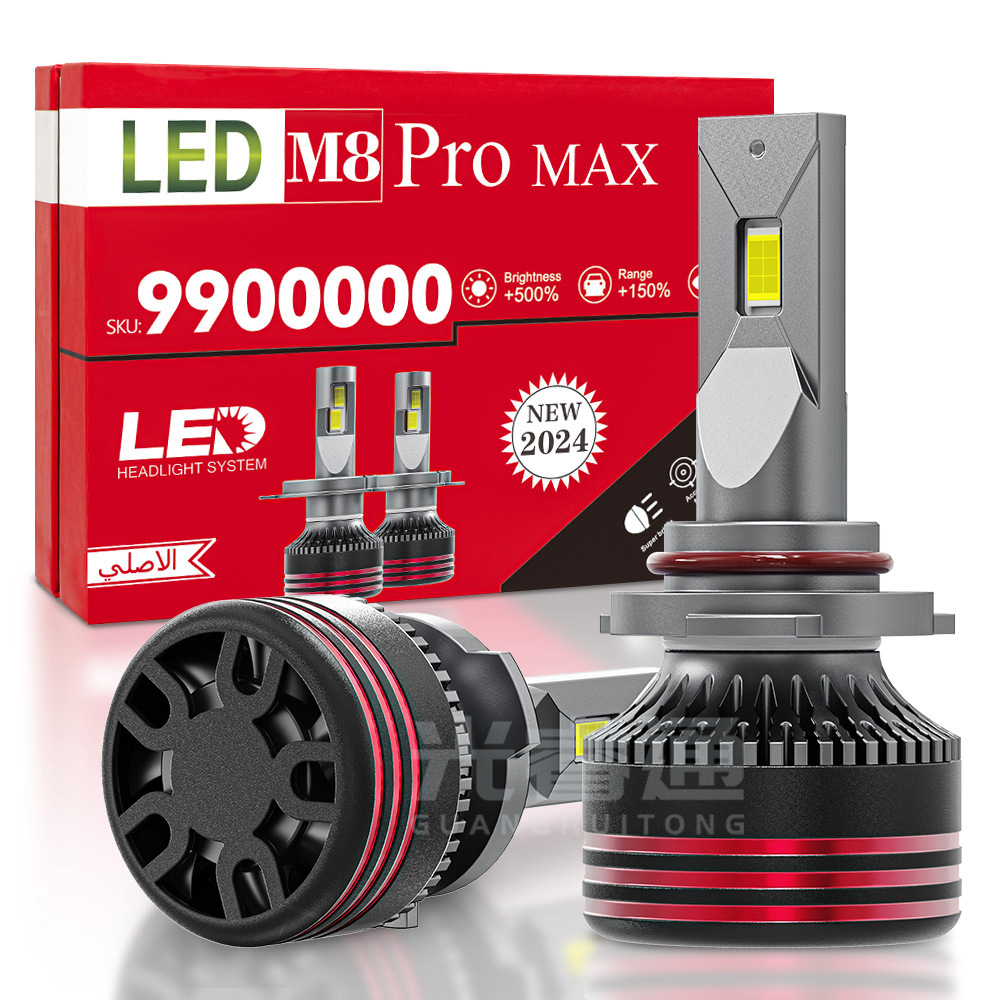 Cross-border M8 PRO car headlamp 60W headlamp H4 9005 H1H7 single copper tube LED headlamp far and near beam
