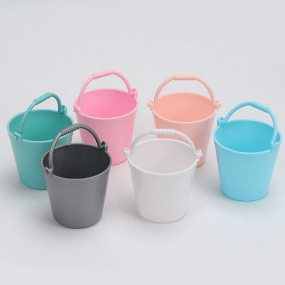5pcs New Plastic Doll Miniature Bucket Model 6 Colors Mini Dollhouse Decorations Ornaments 4.7*6cm Kitchen Play House Toys