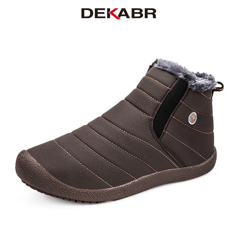 DEKABR New Warm Men Snow Boots Plush Quality Designer Fashion Waterproof Comfortable Lace Up Non-Slip Ankle Boots Male