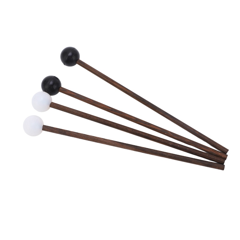 ​4Pcs Comfortable Wood Handle​ Tongue Drum Mallet​ Black and white ​17cm/6.7in Length​ ​Rubber Drumstick​ ​Drum Practice Mallets ​Steel Drum Accessory​ ​Drum Hammer​ ​For Drummers and Beginners​