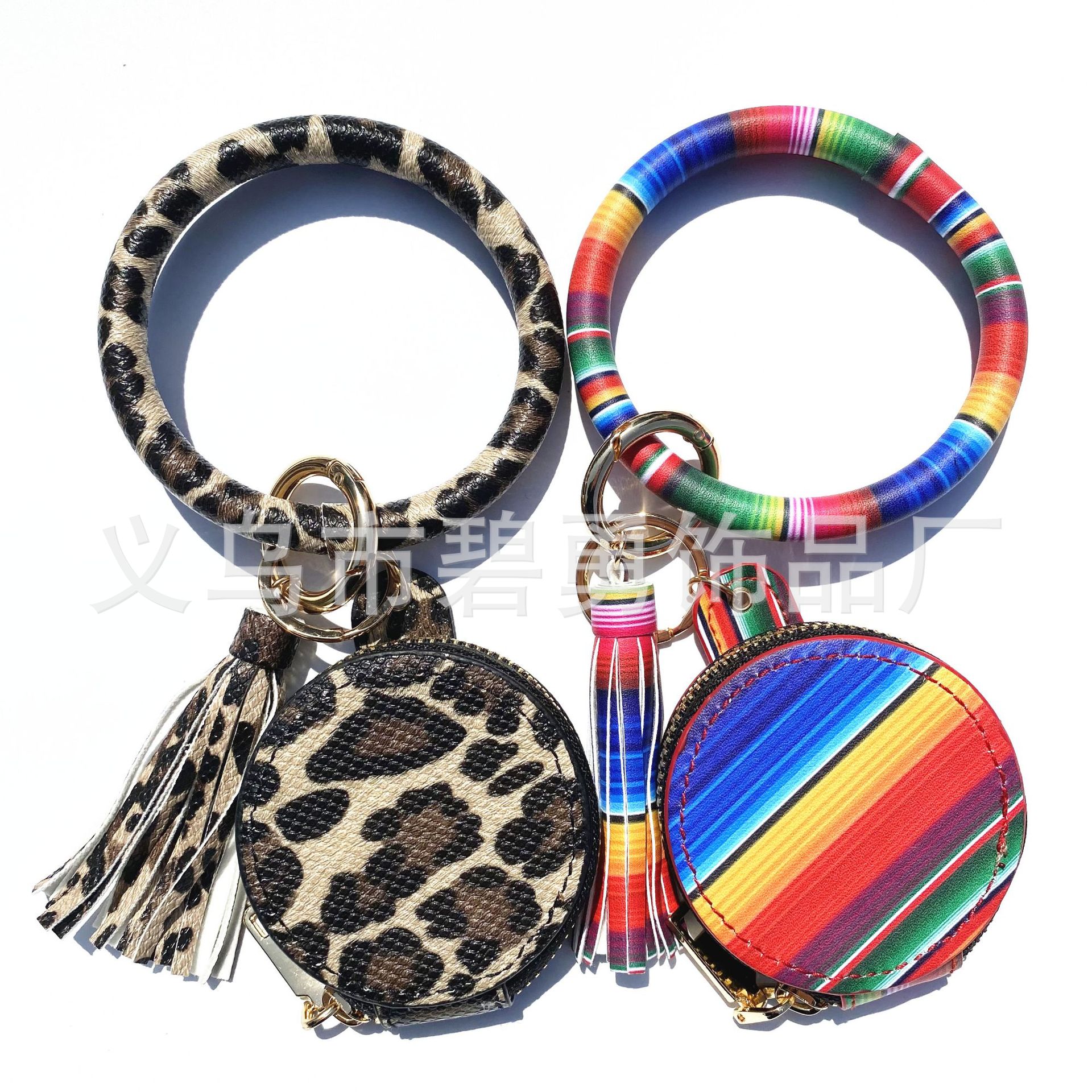 【Mega Sale】PU Bracelet Keychain Apple Bluetooth Headphone Leather Women's Mirror Cosmetic Bag Bracelet Key Chain New