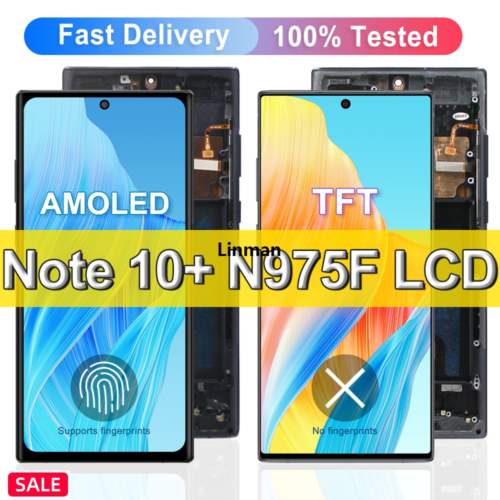 Linman AMOLED TFT Note 10 Plus Screen For Samsung Note 10+ LCD DisplaSpecial y 5G N976F Touch Screen +Frame Support S Pen with Fingerprints