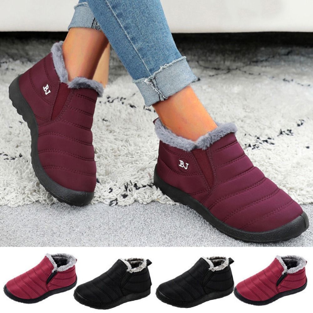 New Non-slip Waterproof Winter Boot Female Platform Slip On Winter Warm Booties Short Ankle Boots Flat Botas Mujer Woman