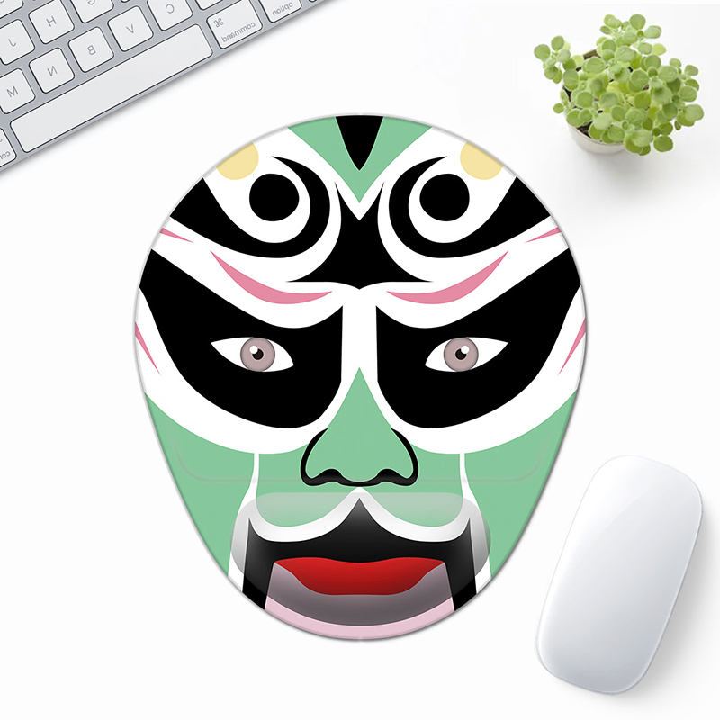 New specials Peking Opera Mask Ergonomic Mouse Pad Wrist Rest Non-Slip Rubber Desk Mat Pad Under Hand Office Mouse Carpet Wristband Jessica