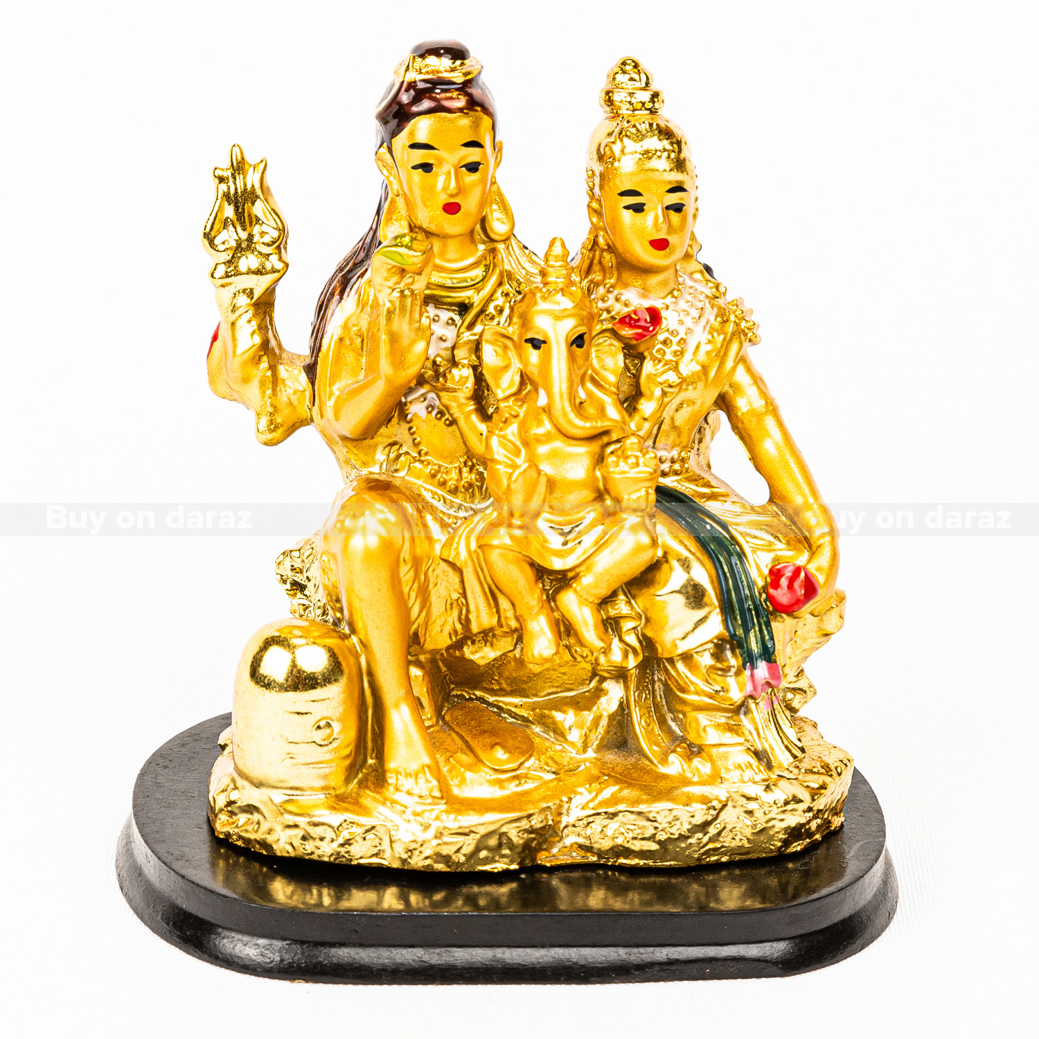 Saru Handicraft / Golden Lord Shiva Family Statue