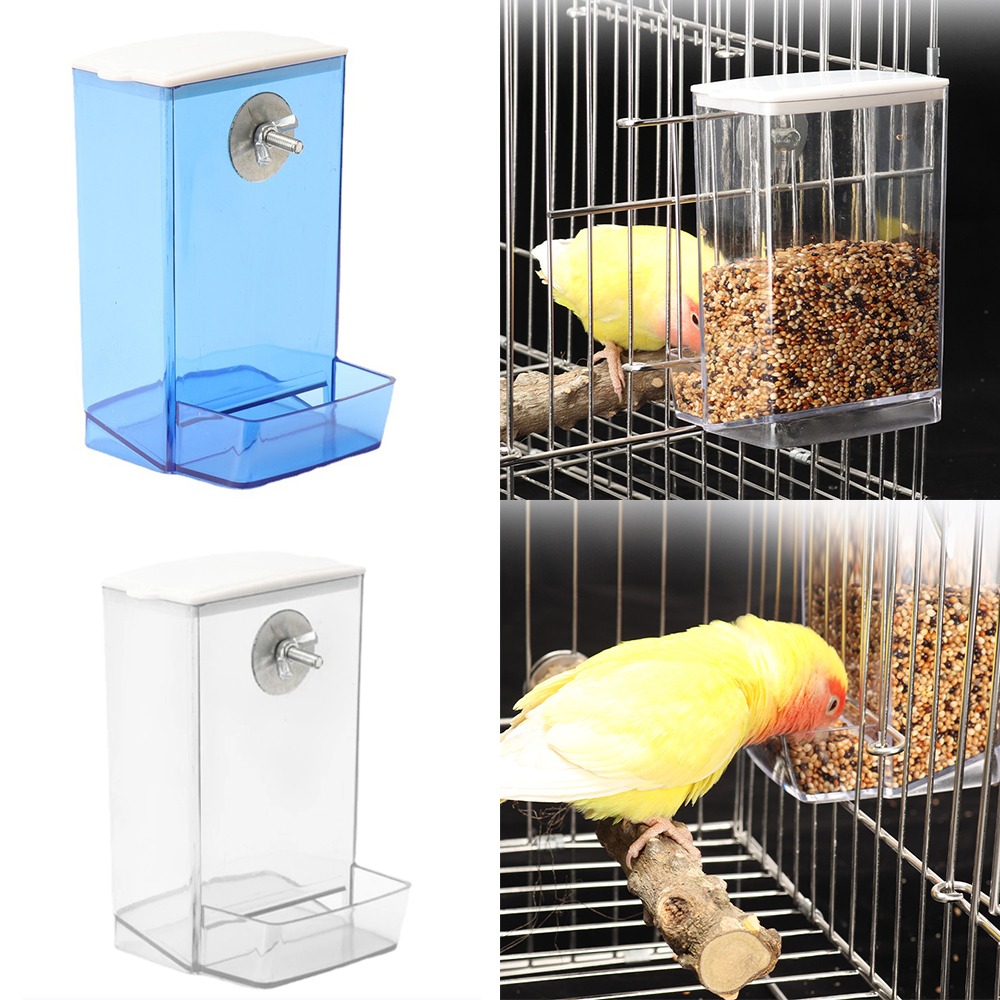 Durable Plastic Bird Feeder Box Anti-Splash Easy to Install Parrot Feeding Box Large Capacity Bird Food Dispenser Small Medium Birds