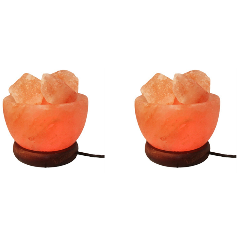 JINMY 2X Himalayas Crystal Salt Lamp LED Colorful Color Changing Night Light Air Purifier Decorative Bedside Table Lamp