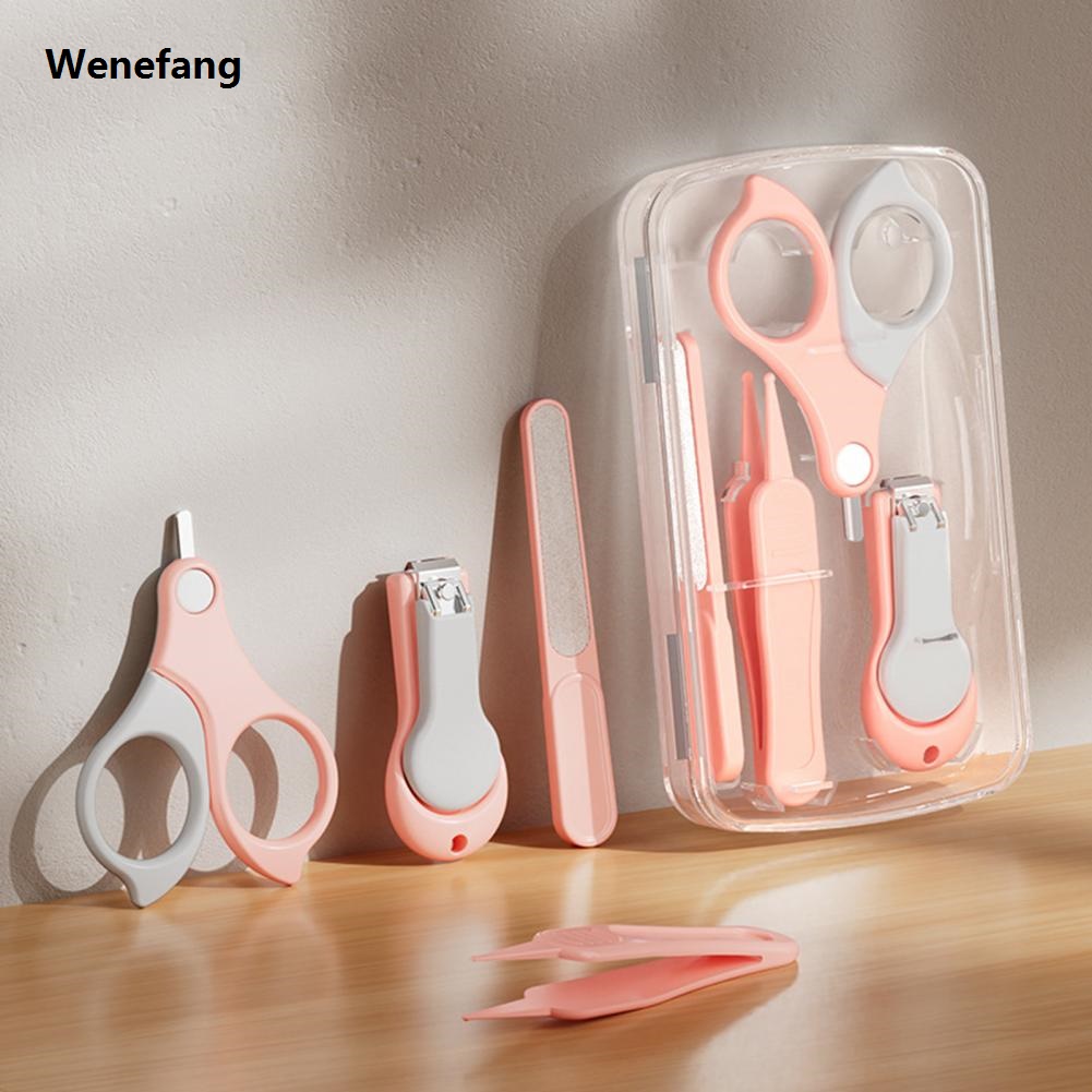 Wenefang Baby Manicure Set Infant Nail Clippers Toddlers Nail Kit Clipper Scissor File Tweezer Storage Box for Newborns