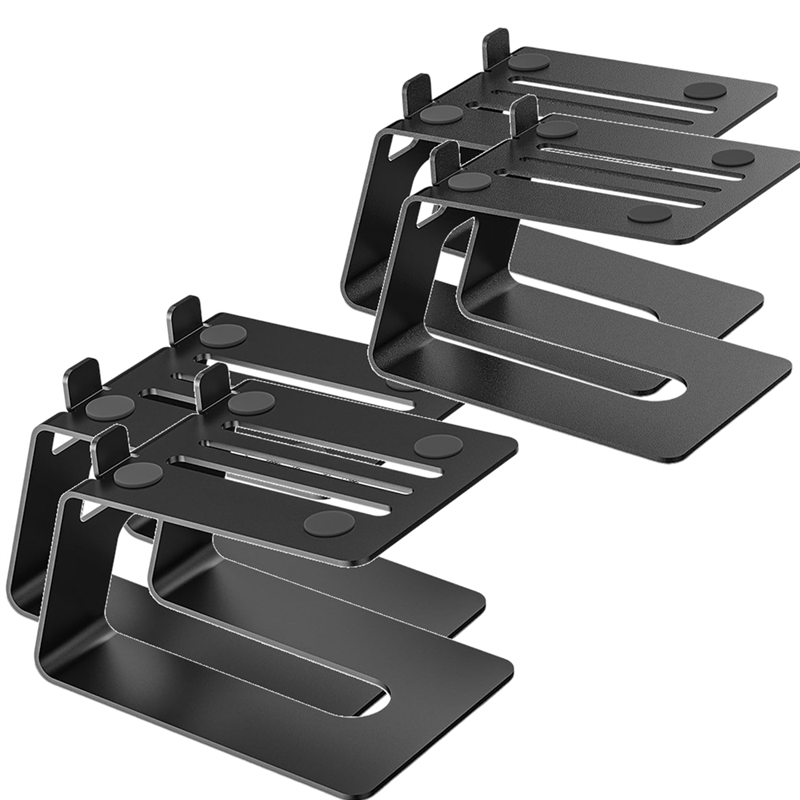 (GREH) Desktop Speaker Stands, 2 Pair, Studio Monitor Riser with Vibration Dampening Pad and 5° Tilt Design Improve