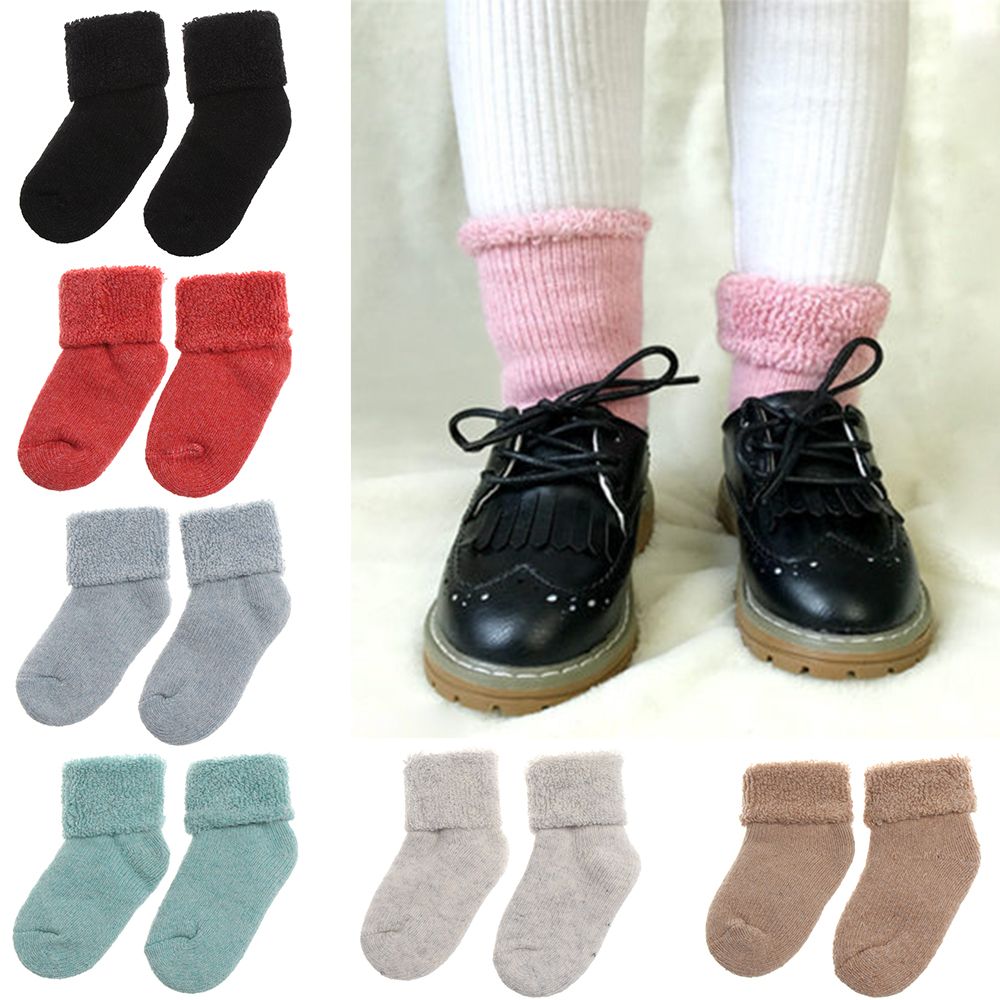 Winter Candy Colors Soft Snow Floor Socks Thick Warm Childen Baby Stocking Kids Woolen Socks
