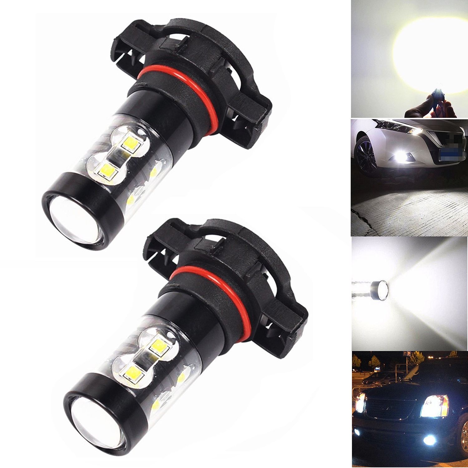 2x 50W 5202 H16 6000K POWER Super White LED Fog Lights Driving Bulbs DRL