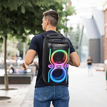 SEE PIYANO WR-6606 Portable Wireless Speaker - 2000W PMPO Backpack-Style Bluetooth Speaker with RGB Lights & Karaoke Mics