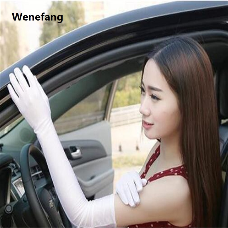 Wenefang Fashion Long Satin Gloves Satin Opera Evening Party Prom New Costume Glove Black White Pink Gray Beige Red New