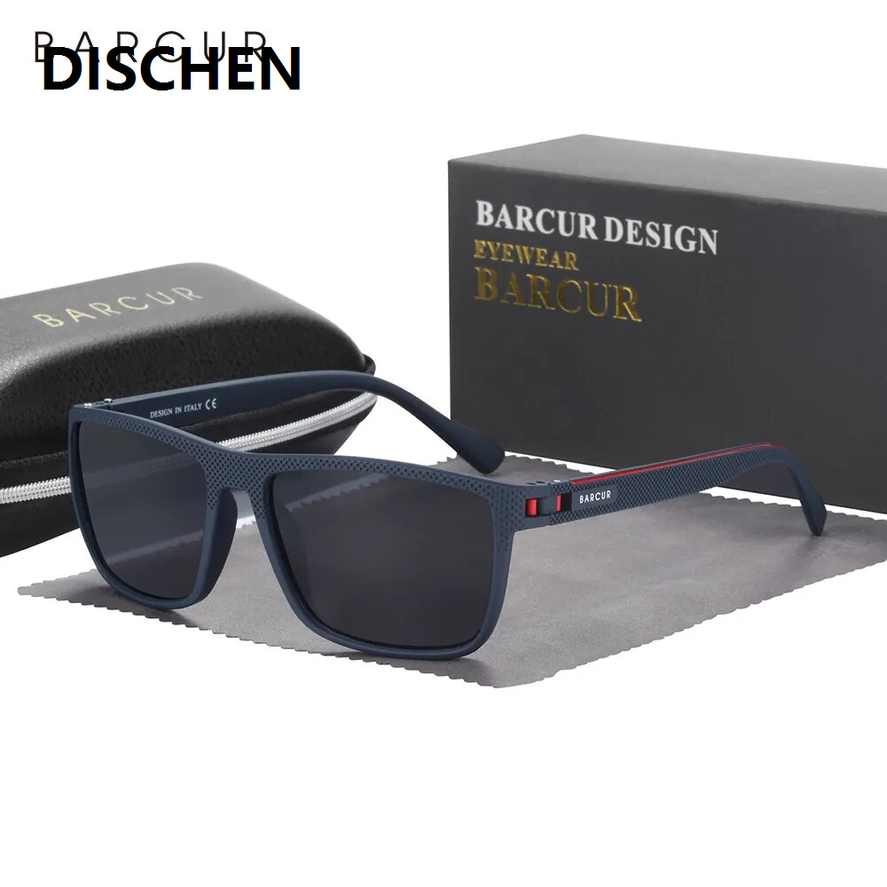 DISCHEN New style BARCUR Design TR90 Sunglasses Men Polarized Light Weight Sports Sun Glasses Women Eyewear Accessory Oculos UVAB Protection