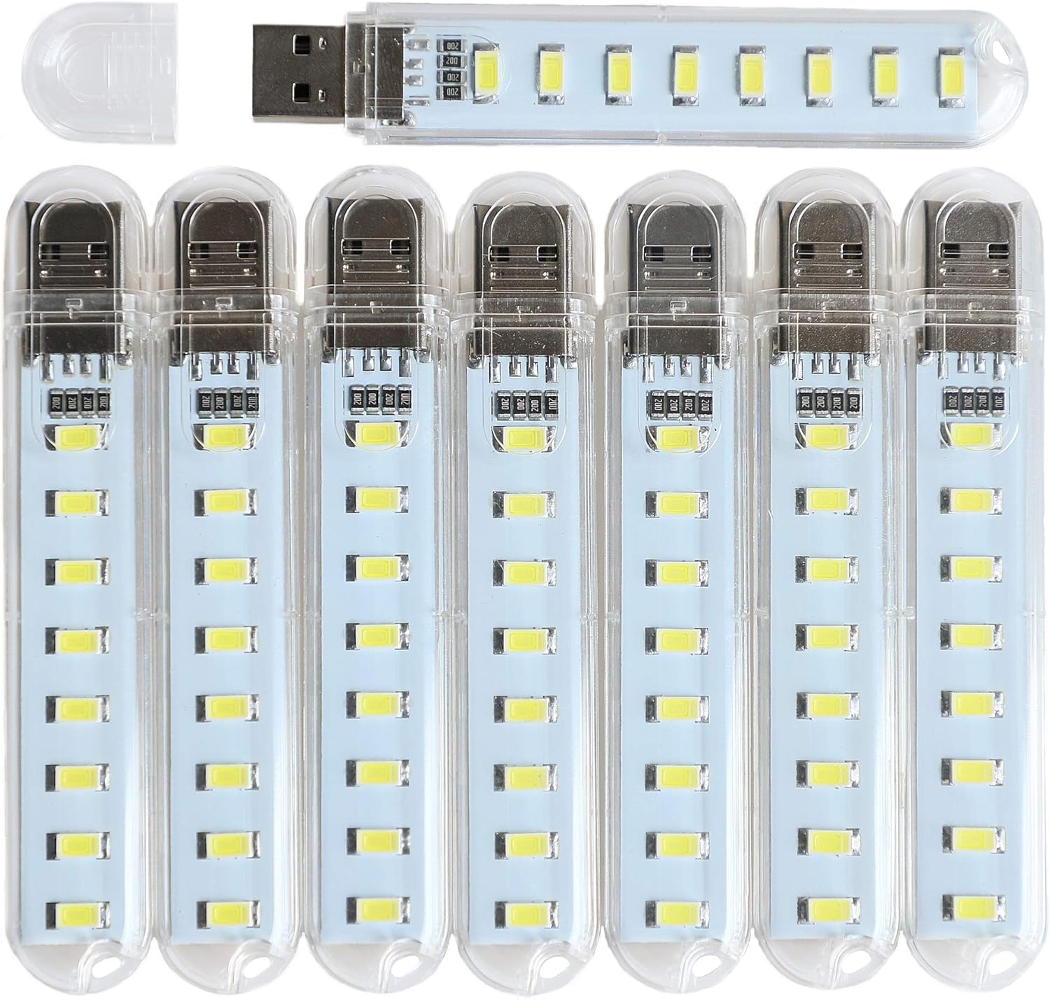 Small USB Light Stick with 8 Lamp Beads for Power Brick/Portable Power Station(White)