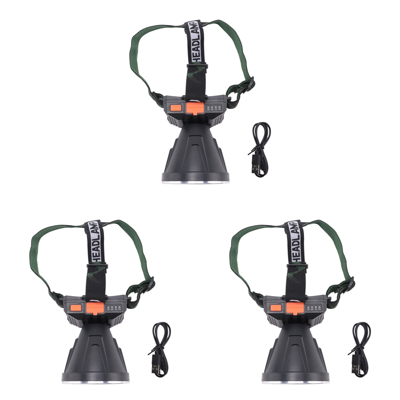ARELENE 3X High Power LED Light Lamp Super Bright Adult USB Headlight Spotlight Waterproof Outdoor Light Flashlight