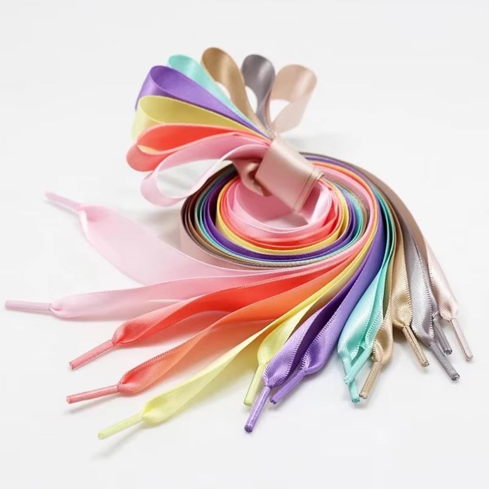 1pair New Satin Silk Silk Satin Shoelaces Double-sided DIY Shoe Laces Smooth Flat Laces Shoes Accessories