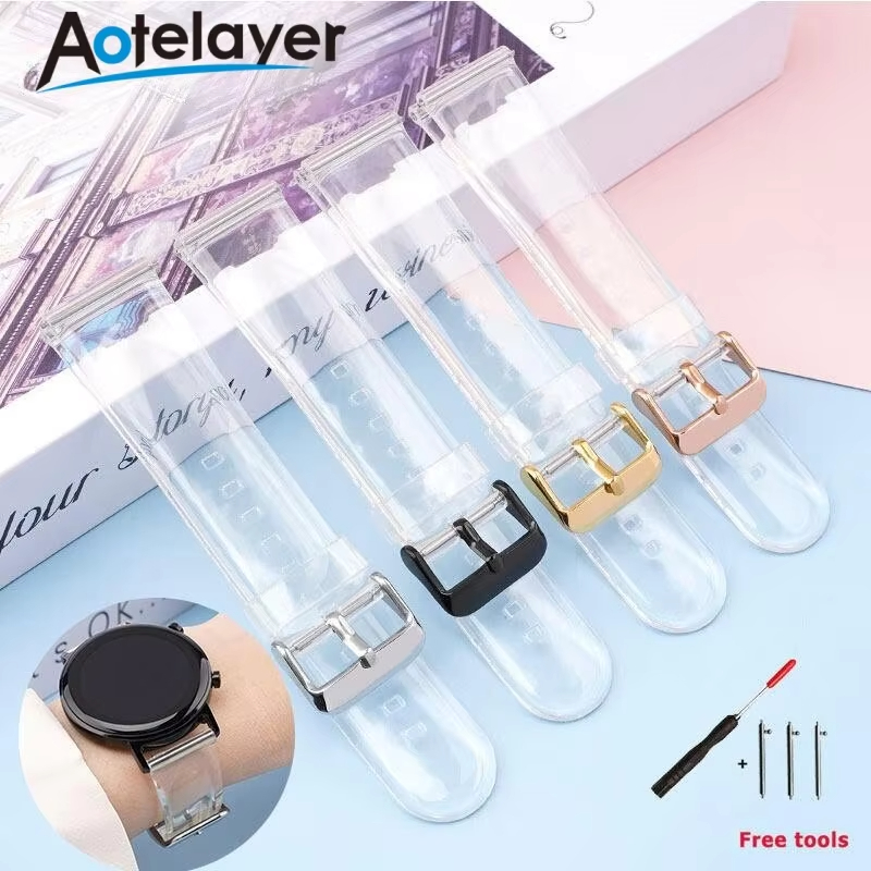 Fashion Quick Release Transparent Resin Watch Strap Softness Flat Interface Waterproof Universal Belts Watchbands 20mm 22mm With Tools