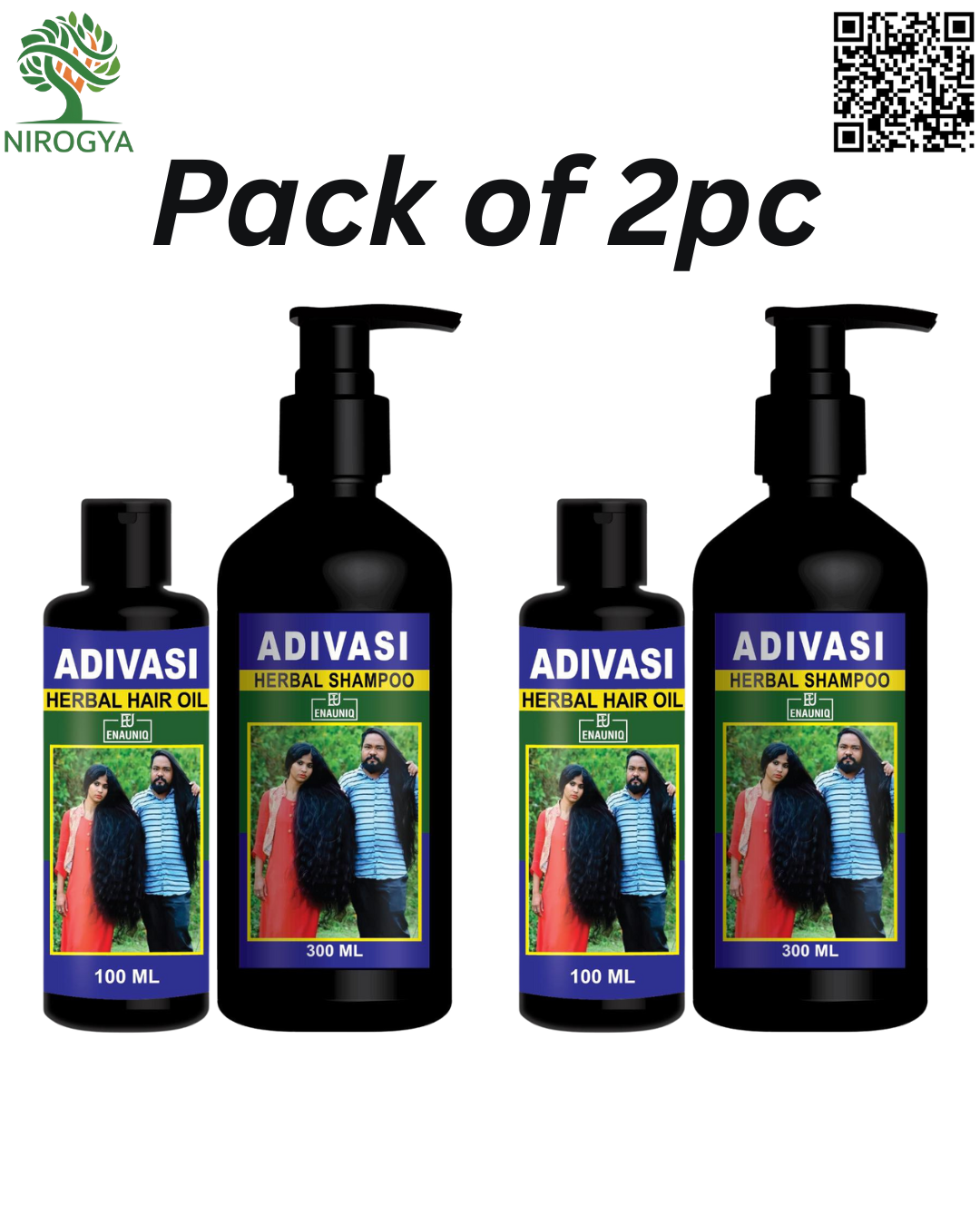Enauniq Adivasi Shampoo 300ml + Adivasi Hair Oil 100ml COMBO Pack Of 2pc