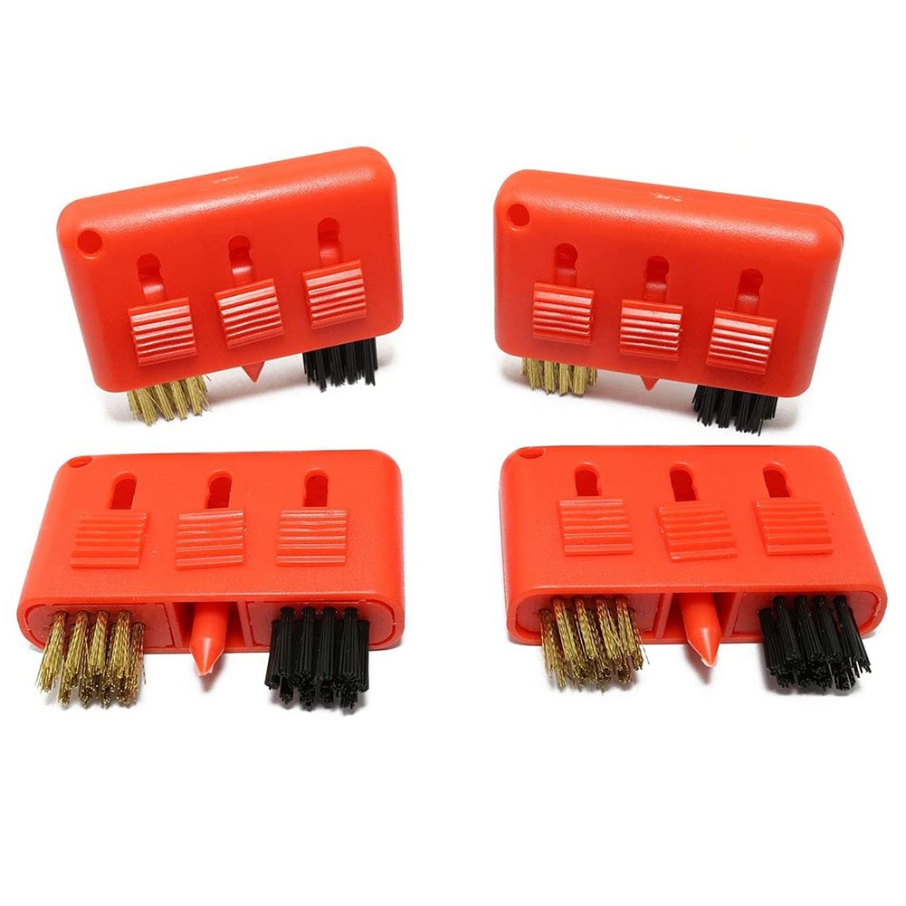 FORIDE 4 Pcs 3 Holes Golf Club Brush Retraction Design Golf Ball Brush 3-In-1 Retractable Golf Club Cleaning Brush
