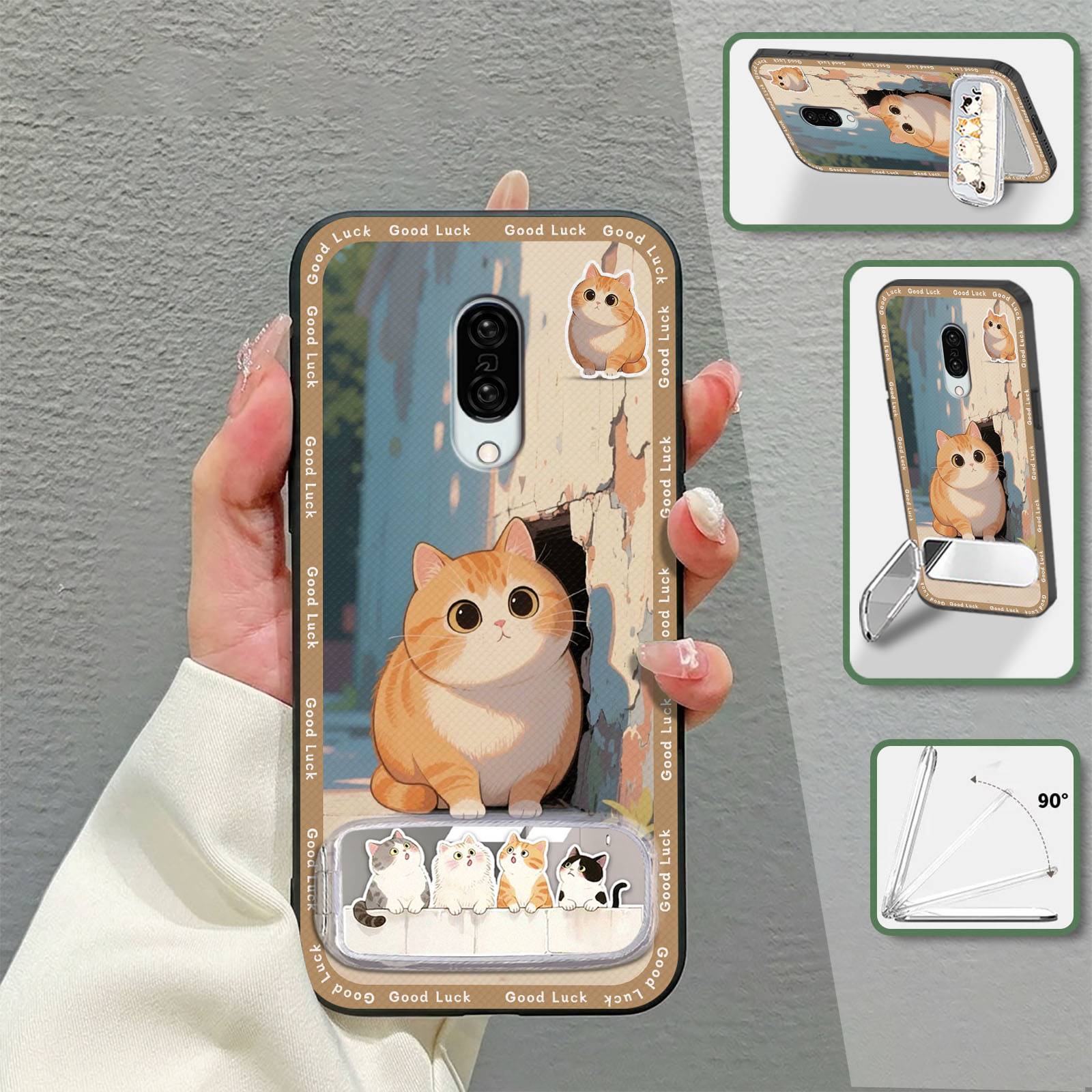 Dirt-resistant Phone Pouch Phone Case For Sharp Aquos Zero2/SHV47/SH-01M Silicone Anti-knock Makeup Mirror Cute Cartoon