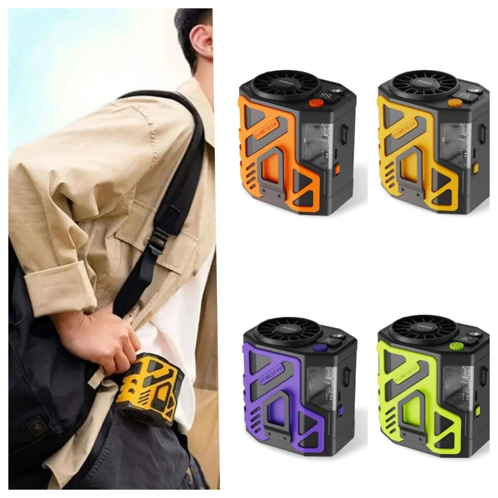 Mini Rechargeable Waist Fan Air Conditioning Fan 6000mAh Battery Waist Clip on Fan Cooling Flashlight Hand Fan Camping Sports