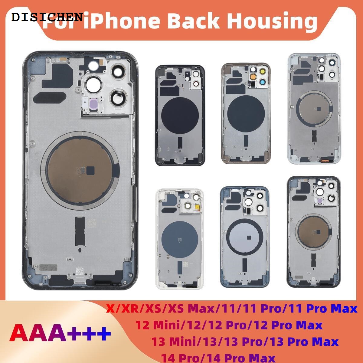 DISICHEN Luxury 1 Piece Replacement Middle Frame Chassis Back Housing For iPhone X XS XR 11 12 13 14 Pro Max Mini