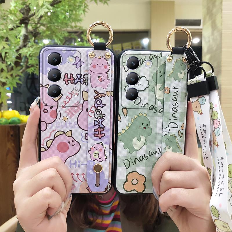Cute ring Phone Case For VIVO Y100 5G Indonesia/Y200E 5G Lanyard Anti-knock Shockproof Anti-dust Waterproof Durable