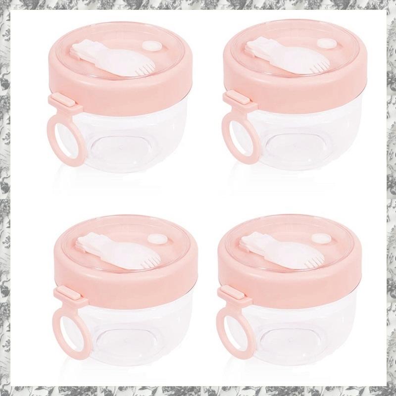 4 Pcs Overnight Oats Container with Lids and Spoons