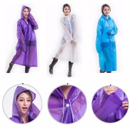 Portable Eva Raincoat Fashion Hooded Clear Thicken Rain Coat