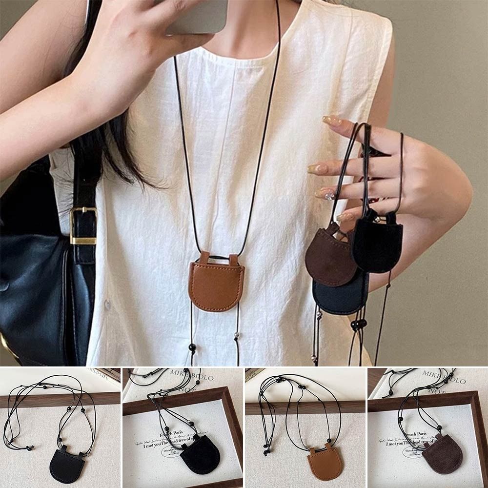 New PU Small Bag Necklace Adjustable Chain Jewelry Accessories Sweater Chain Necklace Wearing Key Bag Necklace