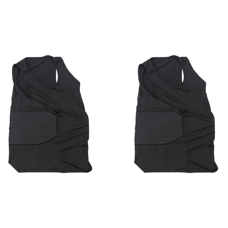 JINMY 2X Men's Rib Padded Vest Compression Shirt Training Vest for Football Soccer Basketball Hockey Protective Gear XL