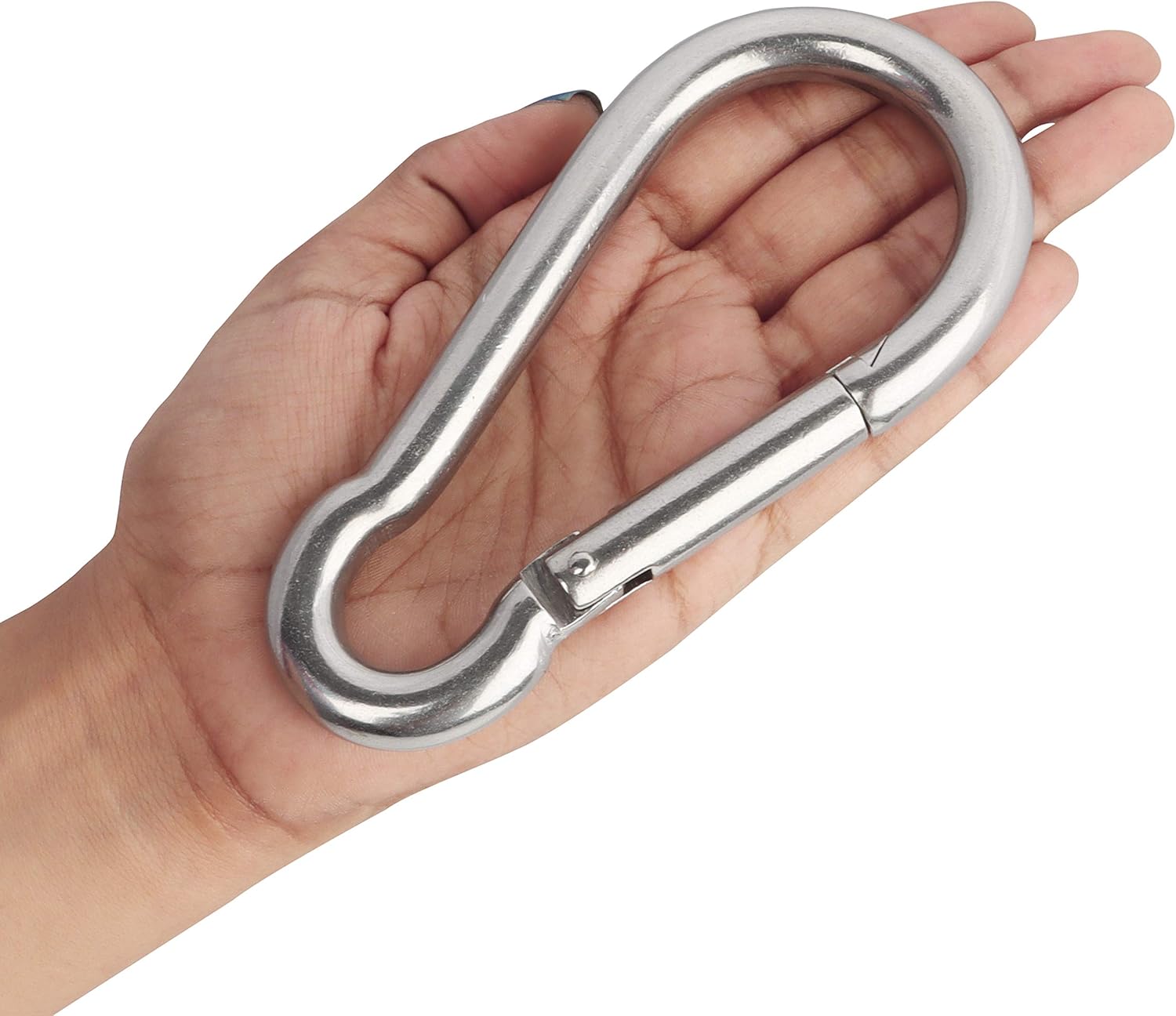 Stainless Steel Snap Spring Hook Carabiner Clips - 10/5cm - Multipurpose Durable Outdoor/Indoor Carabiners for Keychains, Camping, Fishing & Hiking Accessories